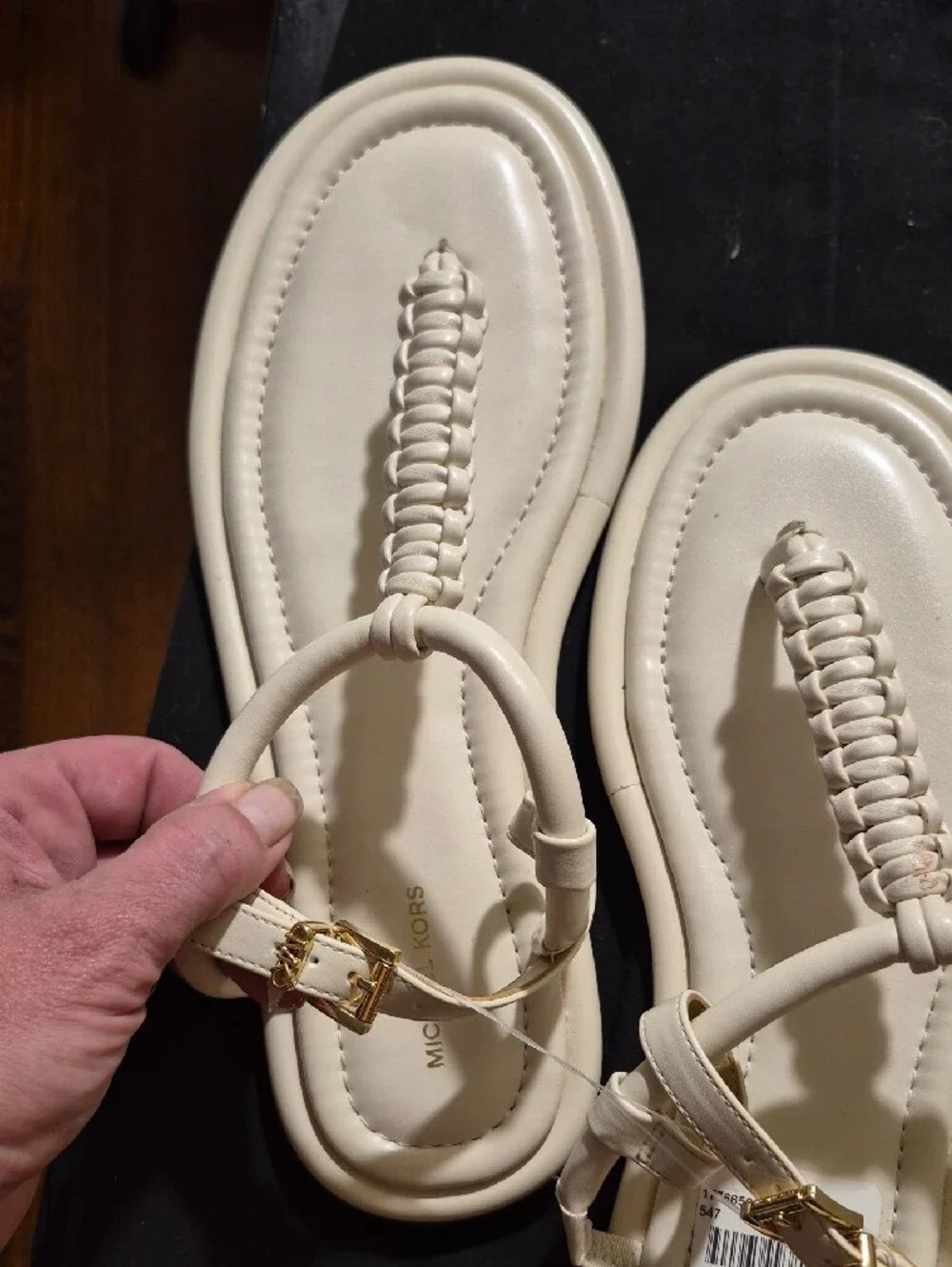Michael Kors White Braided T-Strap Sandals Brand New! Never Worn!